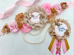 Pink Teddy Bear Baby Shower Mommy to be Sash