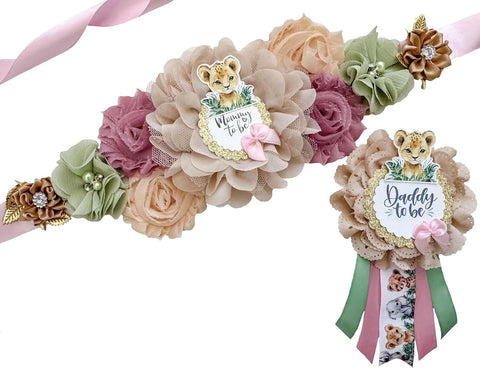 Pink Lion Safari Baby Shower Mom to be Sash