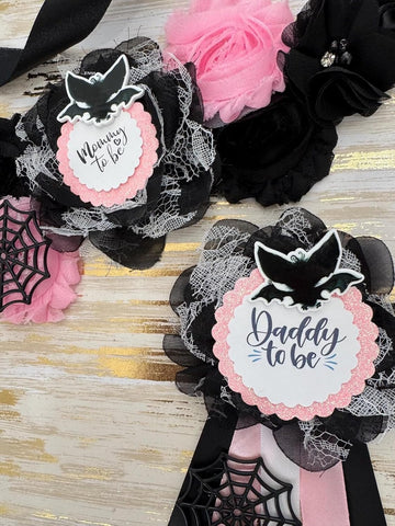 Black Pink Bat Baby Shower Mom to be Sash