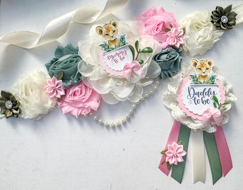 Safari Lion Baby Shower Mom to be Sash, Safari Lion Mom to Be Sash for Shower
