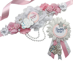 Pink Cloud Heaven Sent Baby Shower Mommy to be Sash