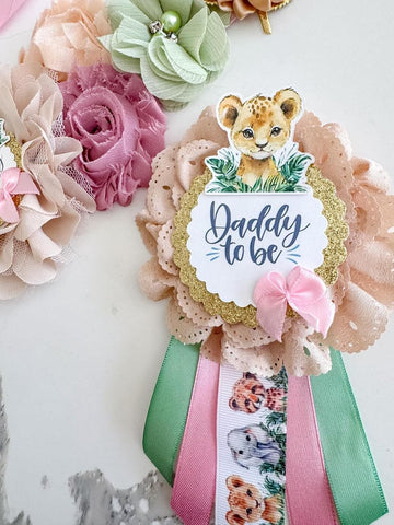 Pink Lion Safari Baby Shower Mom to be Sash