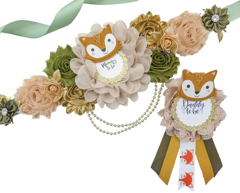 Pink Fox Woodland Mommy to be Baby Shower Maternity Sash