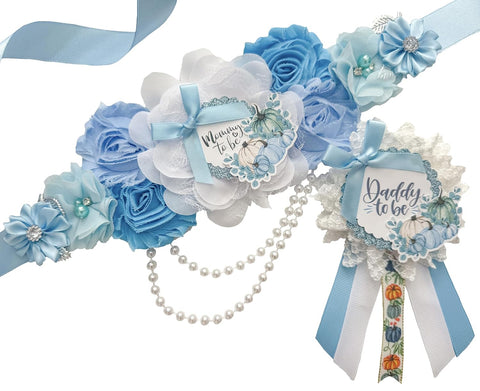 Blue Pumpkin Baby Shower Mommy to be Sash