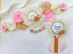 Boho Blush Pink Baby Shower Mommy to be Sash