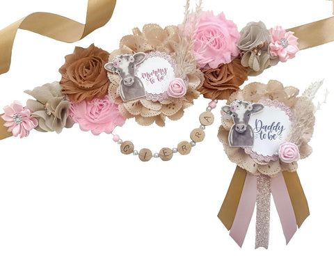 Cowgirl Pink Reveal Baby Shower Mommy to be Sash