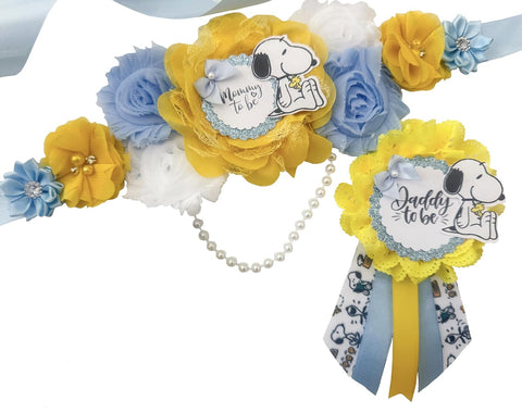 Snoopy Puppy Baby Shower Mom to be Sash