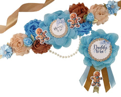 Blue Gingerbread Baby Shower Mommy to be Sash