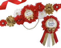 Red and Gold Prince Baby Shower Mommy to be Sash