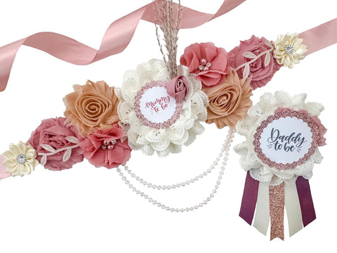 Mommy and Daddy to Be Baby Shower Mom to be Sash