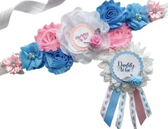 Girl Pink Boy Blue Gender Reveal Baby Shower Mommy to be Sash