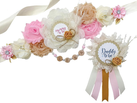 Boho Blush Pink Baby Shower Mommy to be Sash