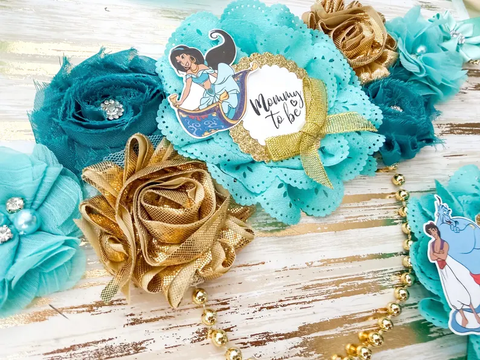 Princess Jasmine from Aladdin Mommy to be Baby Shower Maternity Sash
