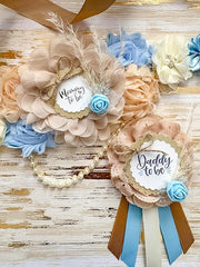 Blue Boho Baby Shower Mommy to be Sash