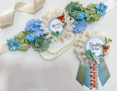 Blue and Sage Green Bambi Baby Shower Mommy to be Sash