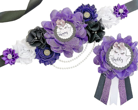 Purple Boo is Due Baby Shower Mommy to be Maternity Sash