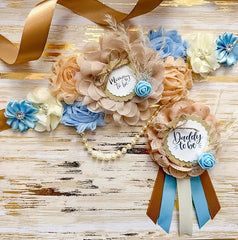 Blue Boho Baby Shower Mommy to be Sash