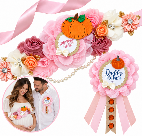 Pink Fall Little Pumpkin Baby Shower Mommy to be to be Sash
