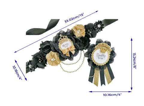 Black and Gold Prince Baby Shower Maternity Sash