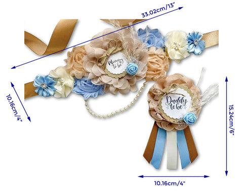 Blue Boho Baby Shower Mommy to be Sash