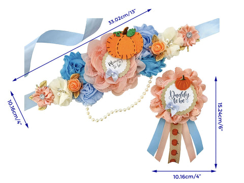 Blue Fall Pumpkin Baby Shower Mommy to be Sash