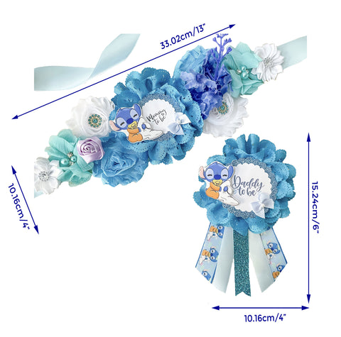 Blue Lilo & Stitch Theme Baby Shower Maternity Sash