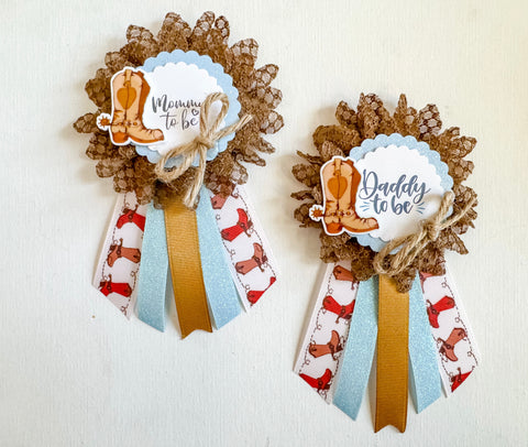 Blue Cowboy Baby Shower pins