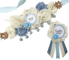 Boho Blue Panda Baby Shower Mommy to be Sash