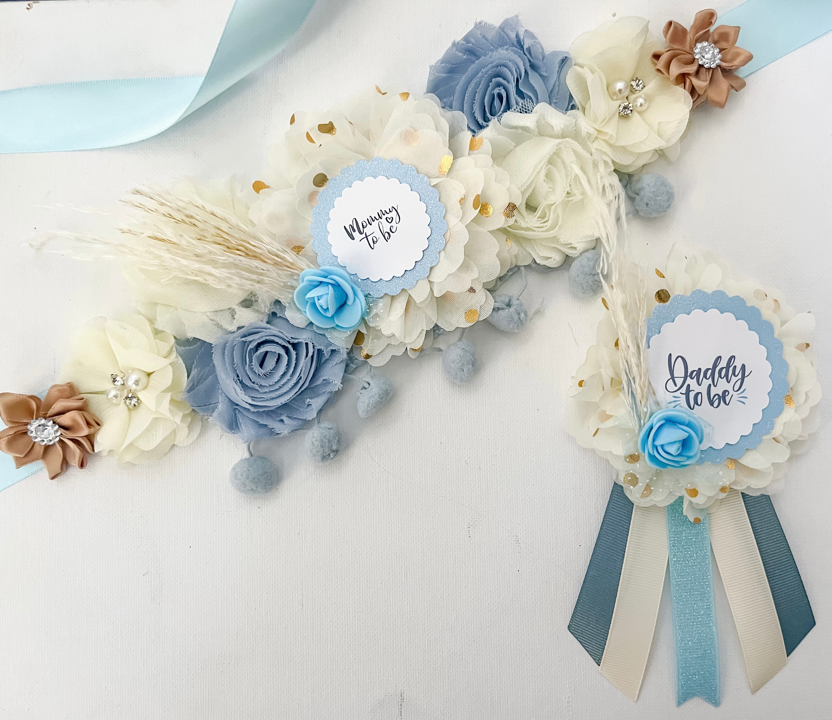 Boho Blue Panda Mommy to be Baby Shower Maternity Sash Bump Blossoms Boho Blue Panda Mommy to be Baby Shower Maternity Sash Bump Blossoms