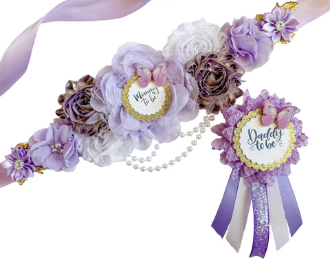 Butterfly Mommy to be Baby Shower Maternity Sash