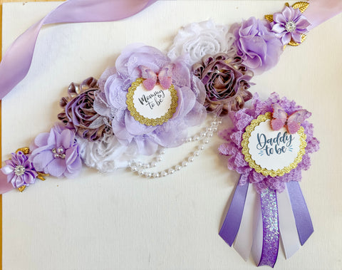 Butterfly Mommy to be Baby Shower Maternity Sash