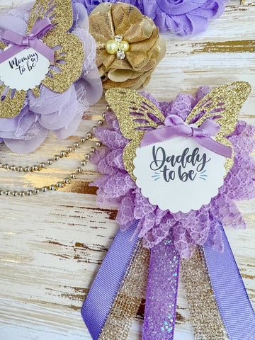 Lavender Butterfly Baby Shower Mommy to be Sash