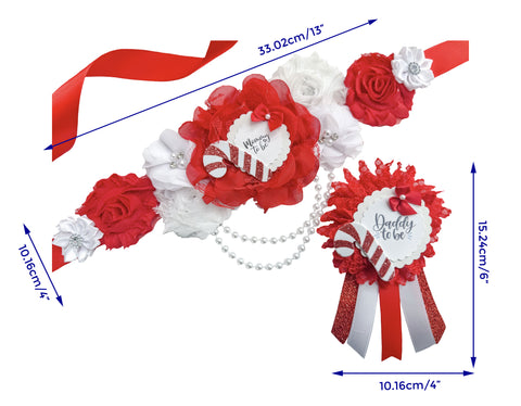 Christmas Candy Cane Mommy to be  Baby Shower Maternity Sash