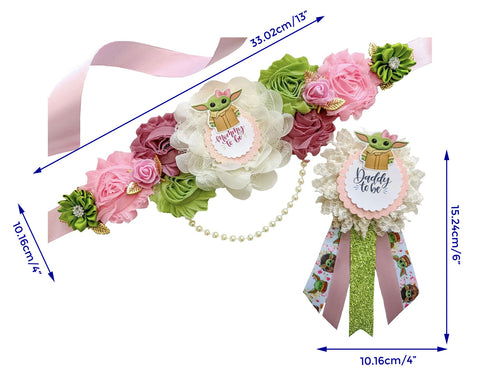 Girl Pink Yoda Gender Reveal Baby Shower Mommy to be Sash