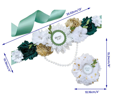 Greenery White and Gold Baby Shower Mommy to be Maternity Sash