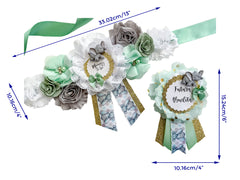 Mint Green Elephant Baby Shower Maternity Sash