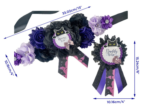 Halloween Black Cat Mommy to be Baby Shower Maternity Sash