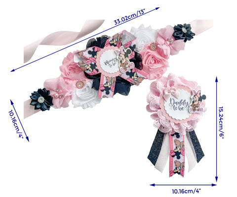 Minnie Mickey Mouse for Baby Shower Maternity Sash