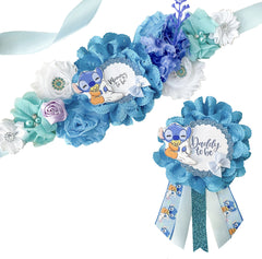 Blue Lilo & Stitch theme Baby Shower Maternity Sash