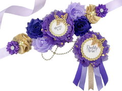 Purple and Gold Butterfly Baby Shower Mommy to be Maternity Sash