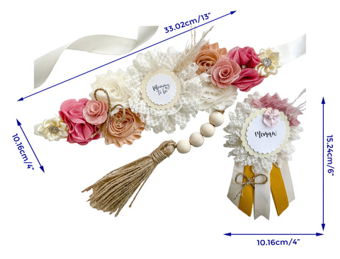 Pink Boho Mom to Be Baby Shower Maternity Sash