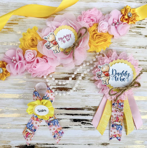 Classic Winnie The Pooh Baby Shower Mommy to be Sash