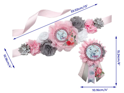 Pink Elephant for Baby Shower Maternity Sash