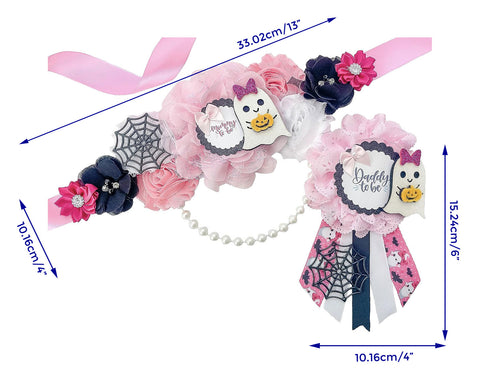 Pink Ghost and Spider Webb A Boo is Due Mommy to be Baby Shower Maternity Sash