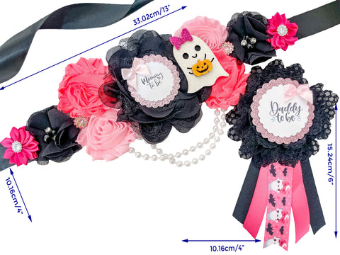 Pink a BOO is Due Mommy to be Baby Shower Maternity Sash
