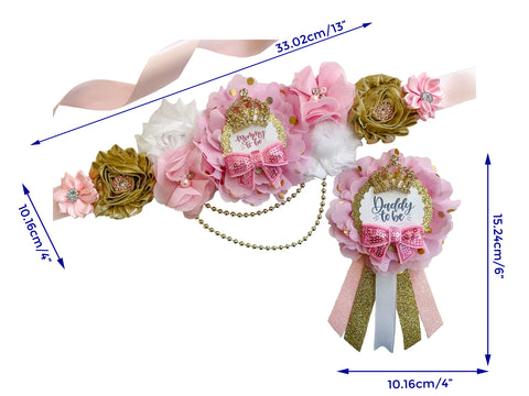 Pink and Gold Princess Mommy to be Baby Shower Maternity Sash