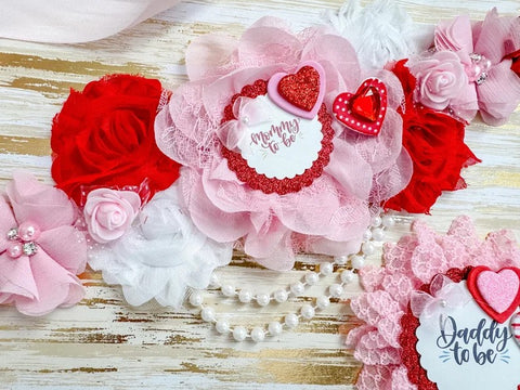 Pink & Red Valentines Baby Shower Mommy to be Sash