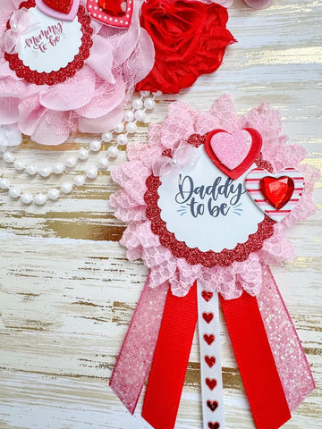 Pink & Red Valentines Baby Shower Mommy to be Sash