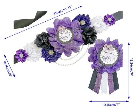Purple Boo is Due Mommy to be Baby Shower Maternity Sash