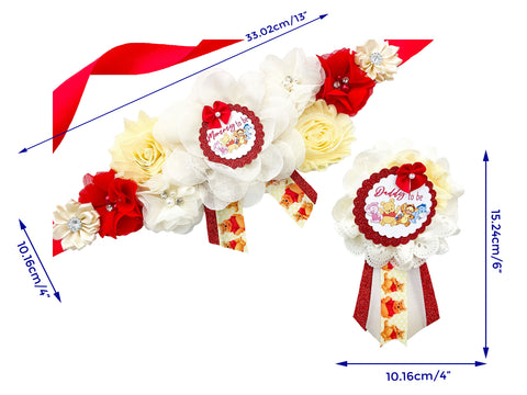 Red Winnie The Pooh Baby Shower Maternity Sash